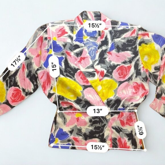 Vintage Neiman Marcus 100% Pure Silk Floral Suit - Size 4 - Picture 3 of 7